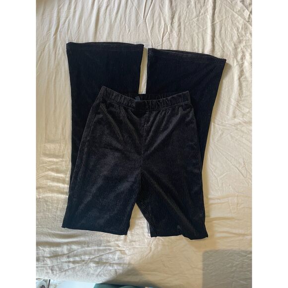 H&M Women Ribbed Pull On Size Small High Rise Flared Velour Pants Loungewear - Picture 6 of 7